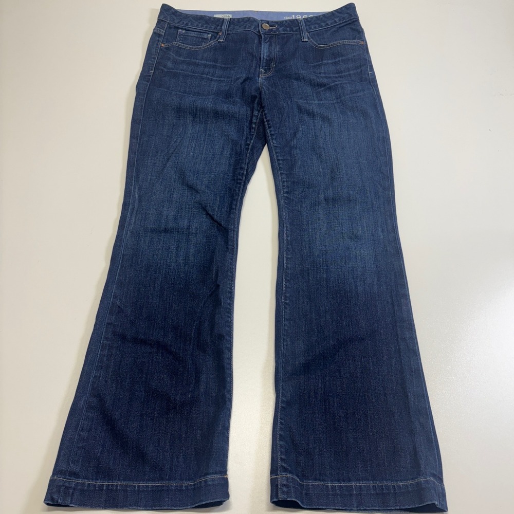 Gap 1969 Long & Lean Jeans Womens 32/14R Dark Wash Wide Leg Stretch Denim